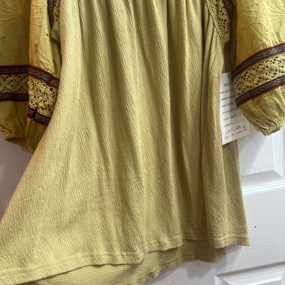 New Easel Women's Bohemian Peasant Short Sleeve Blouse Top Shirt Small Boho - Picture 8 of 9